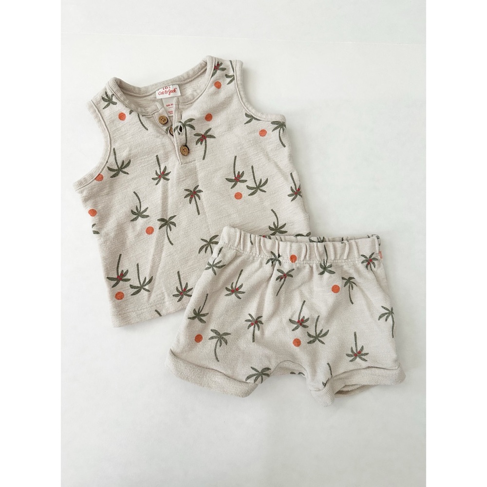 Cat & Jack Beige Palm Tree Kids Matching Set